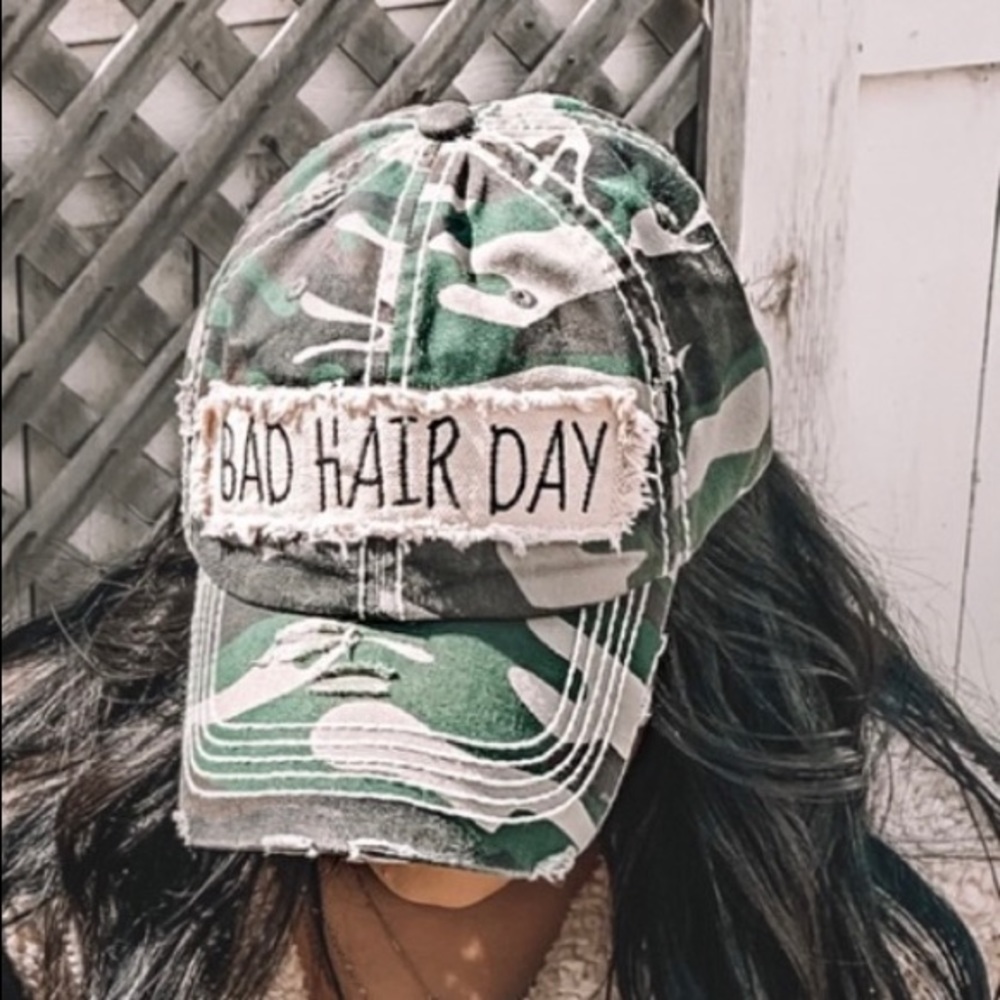 Women’s Camo Bad Hair Say Hat One Size